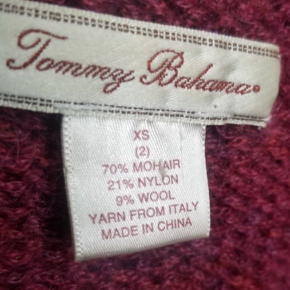 TOMMY BAHAMA WOMEN'S SIZE XS MOHAIR WOOL ITALIAN YARN V-NECK OPEN KNIT SWEATER - Picture 2 of 8